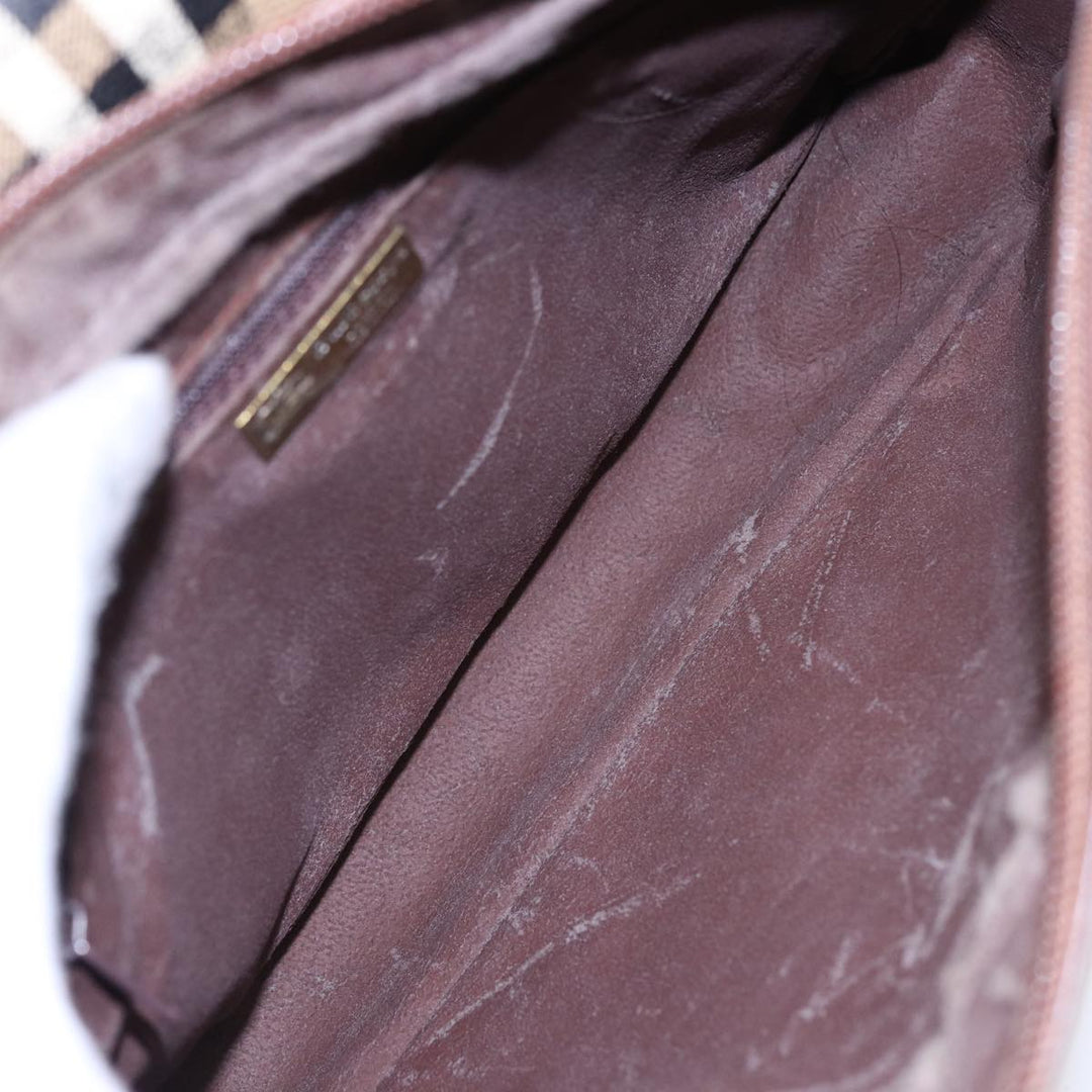 BurberrySs Nova Check Shoulder Bag PVC Leather Beige Auth mr288