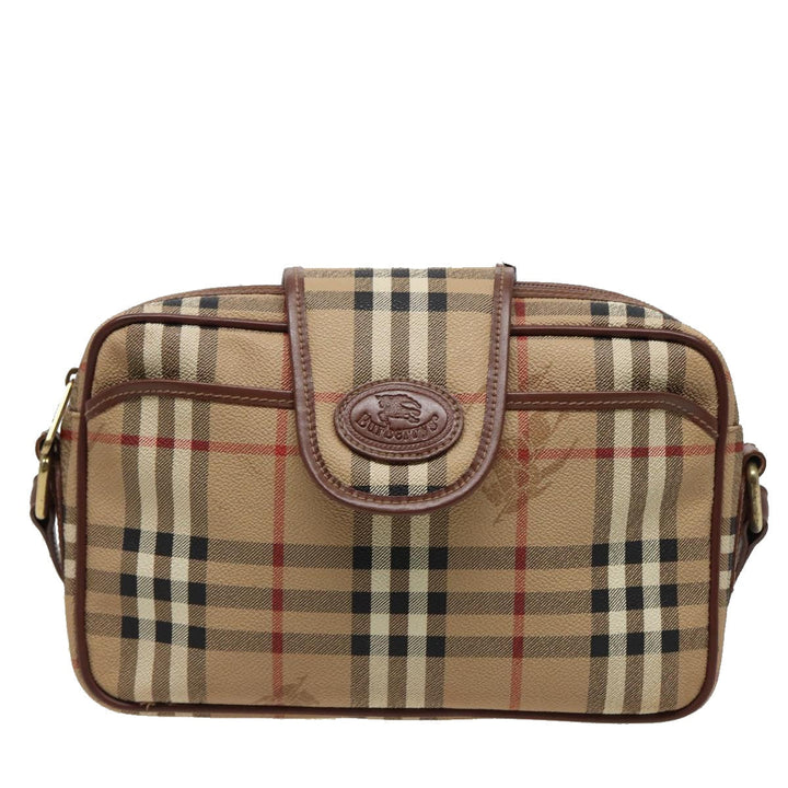 BurberrySs Nova Check Shoulder Bag PVC Leather Beige Auth mr288