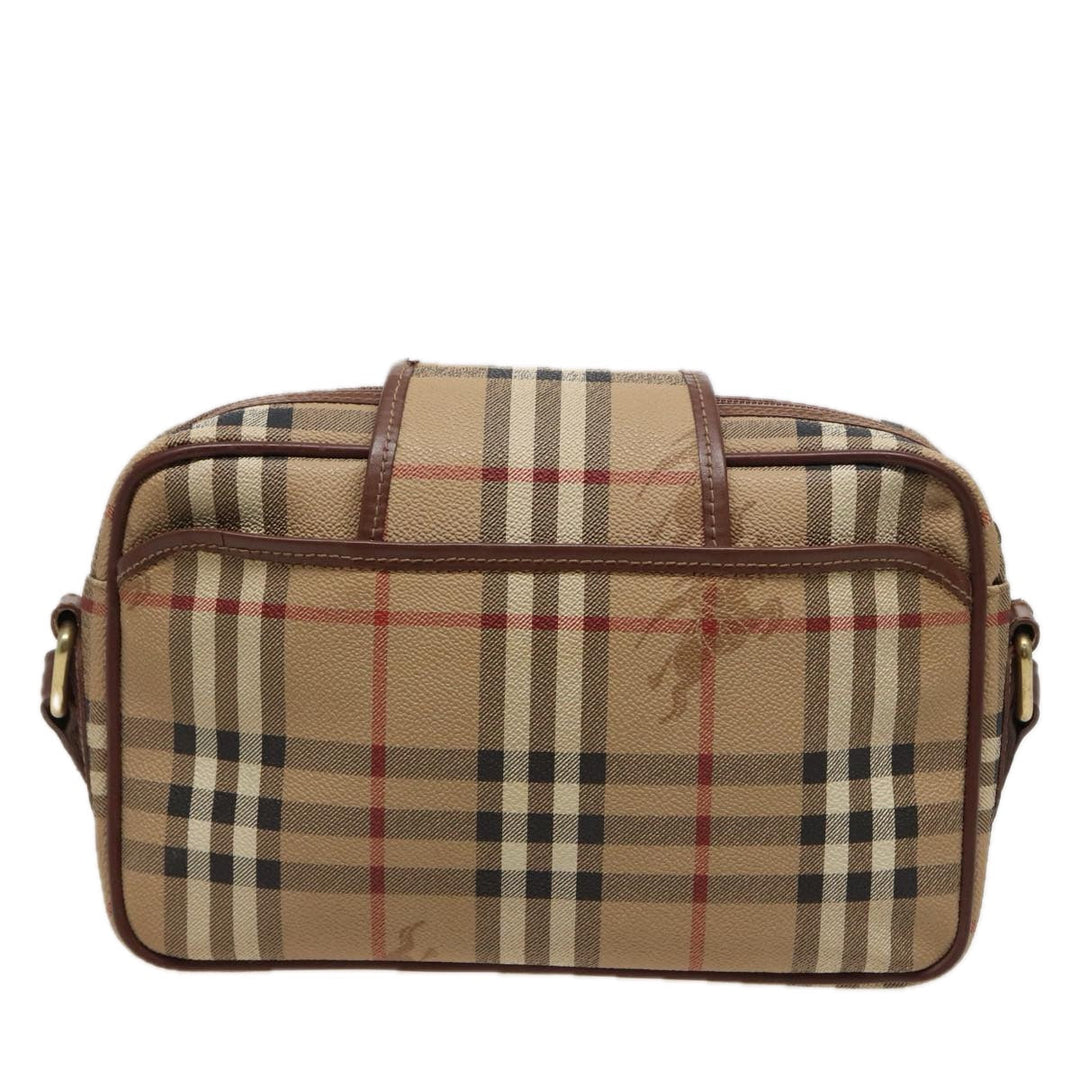 BurberrySs Nova Check Shoulder Bag PVC Leather Beige Auth mr288