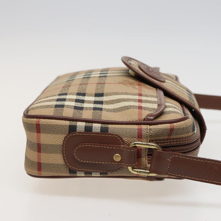 BurberrySs Nova Check Shoulder Bag PVC Leather Beige Auth mr288