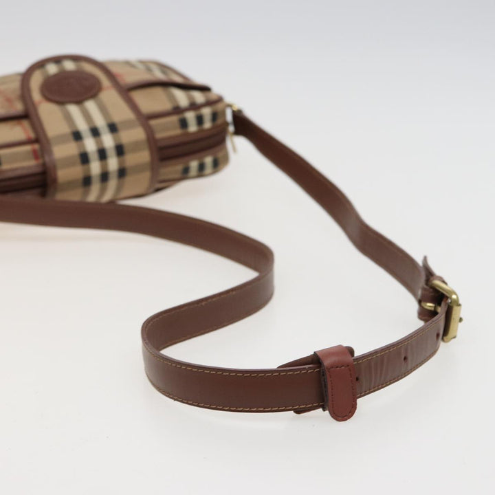 BurberrySs Nova Check Shoulder Bag PVC Leather Beige Auth mr288
