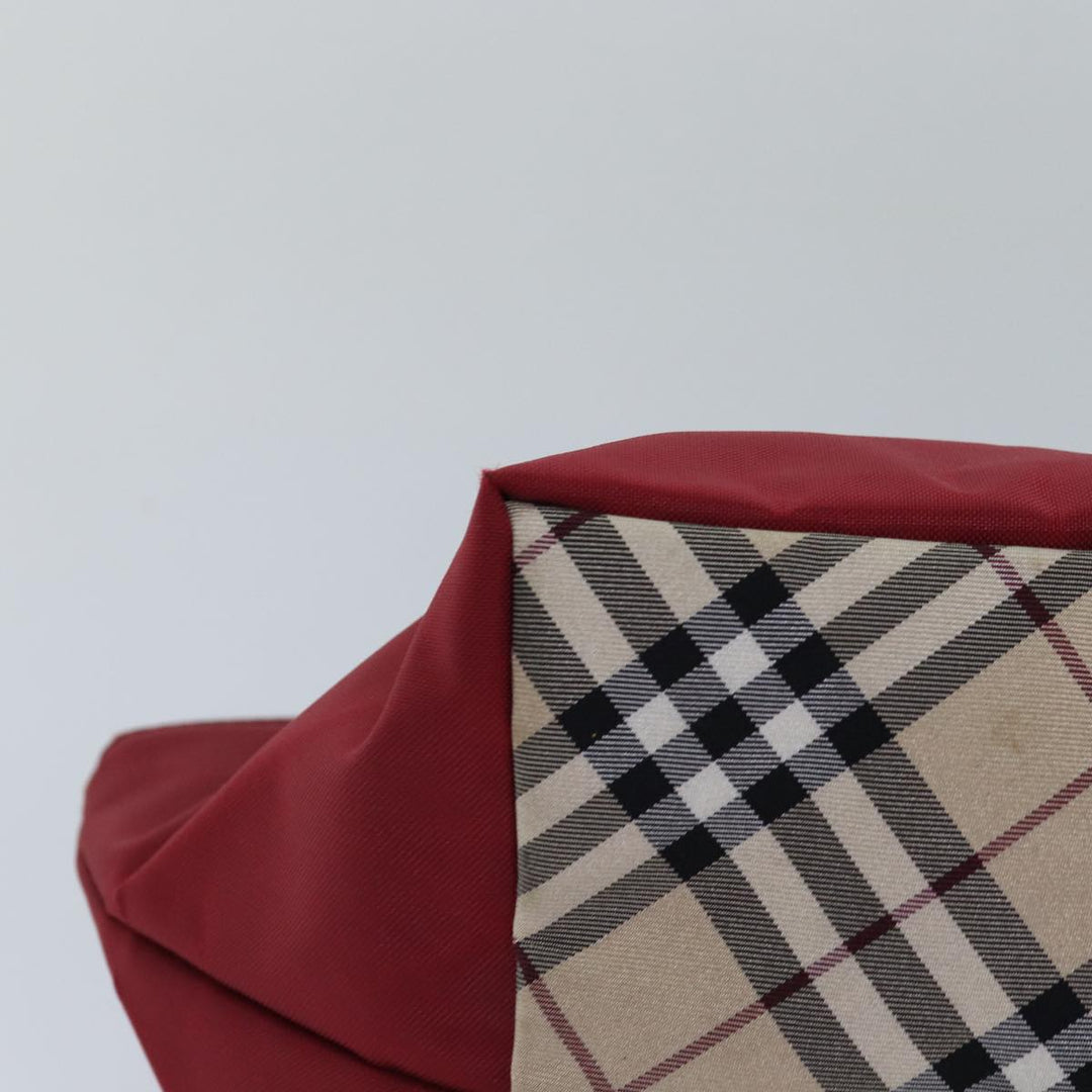 Burberry Nova Check Blue Label Hand Bag Nylon Beige Red Auth mr331