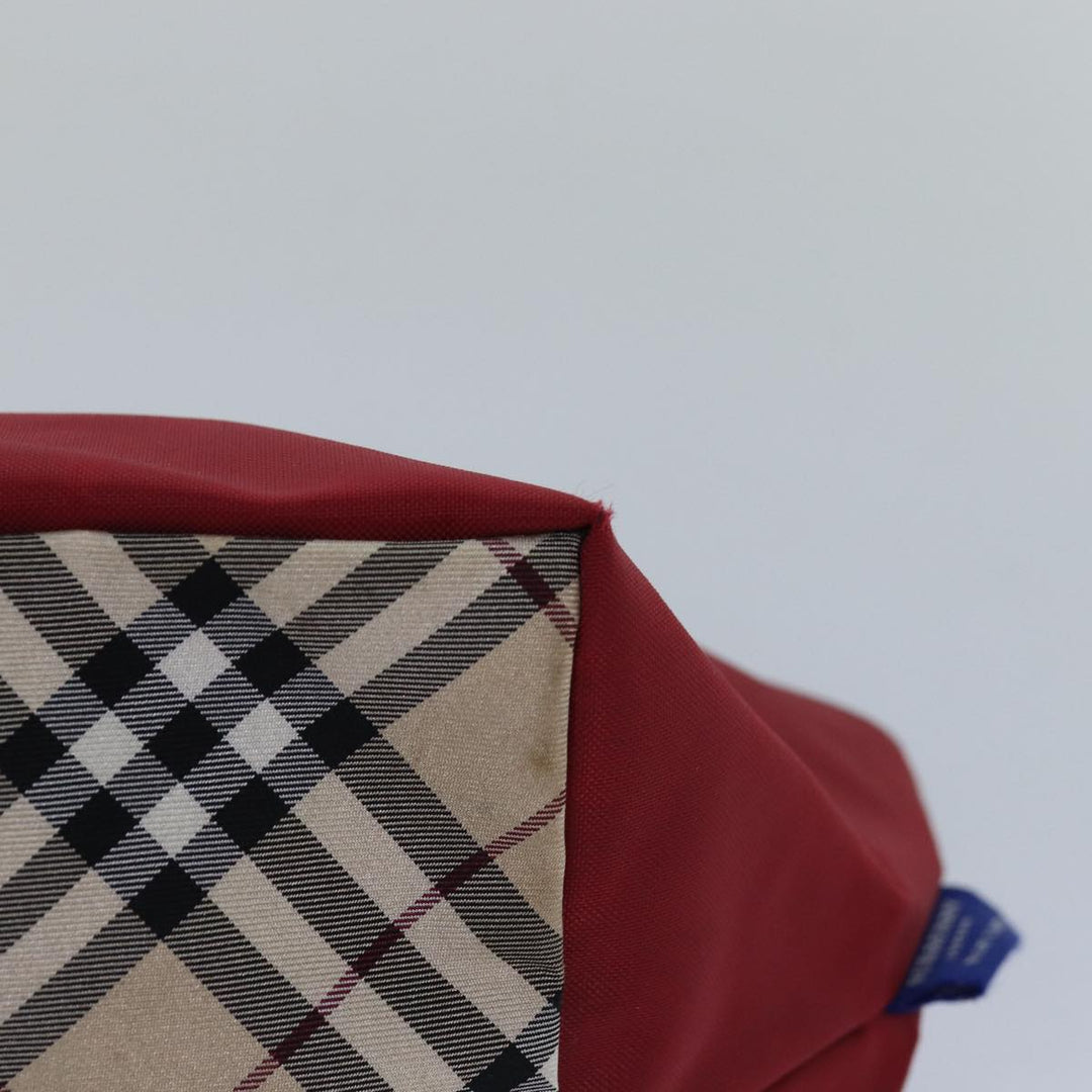 Burberry Nova Check Blue Label Hand Bag Nylon Beige Red Auth mr331