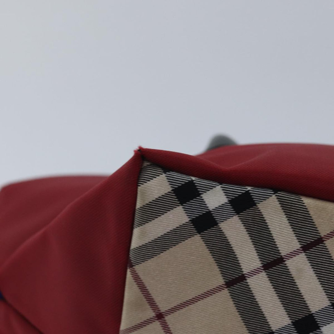 Burberry Nova Check Blue Label Hand Bag Nylon Beige Red Auth mr331