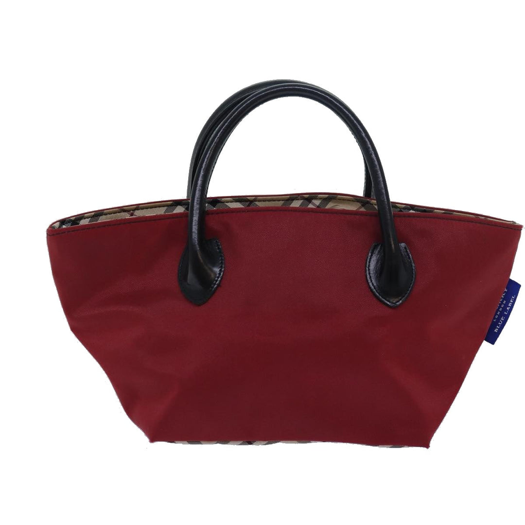 Burberry Nova Check Blue Label Hand Bag Nylon Beige Red Auth mr331