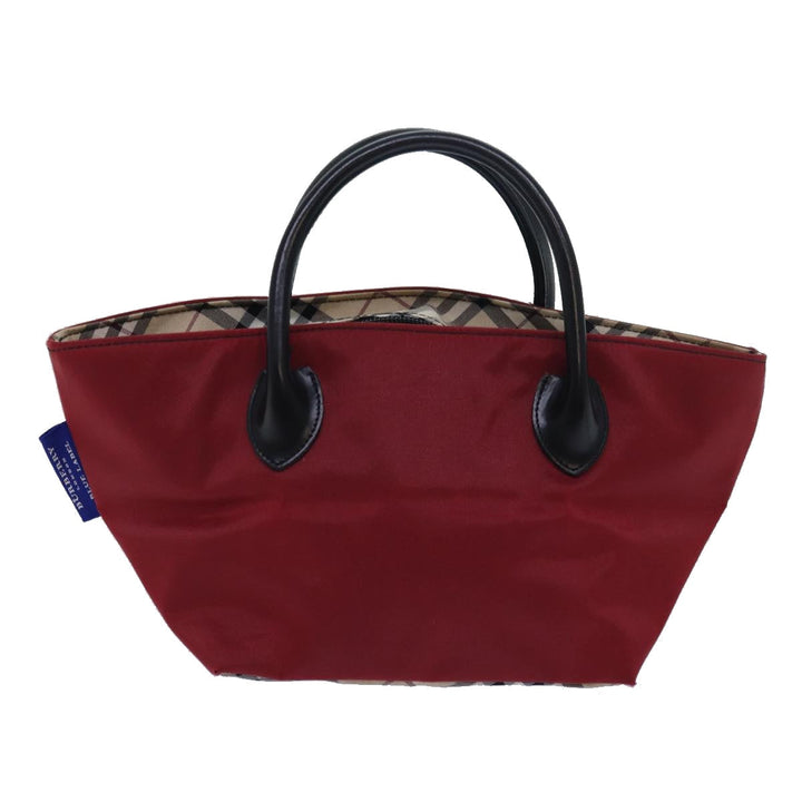 Burberry Nova Check Blue Label Hand Bag Nylon Beige Red Auth mr331