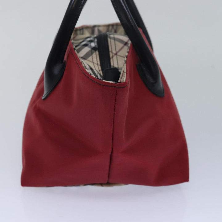 Burberry Nova Check Blue Label Hand Bag Nylon Beige Red Auth mr331