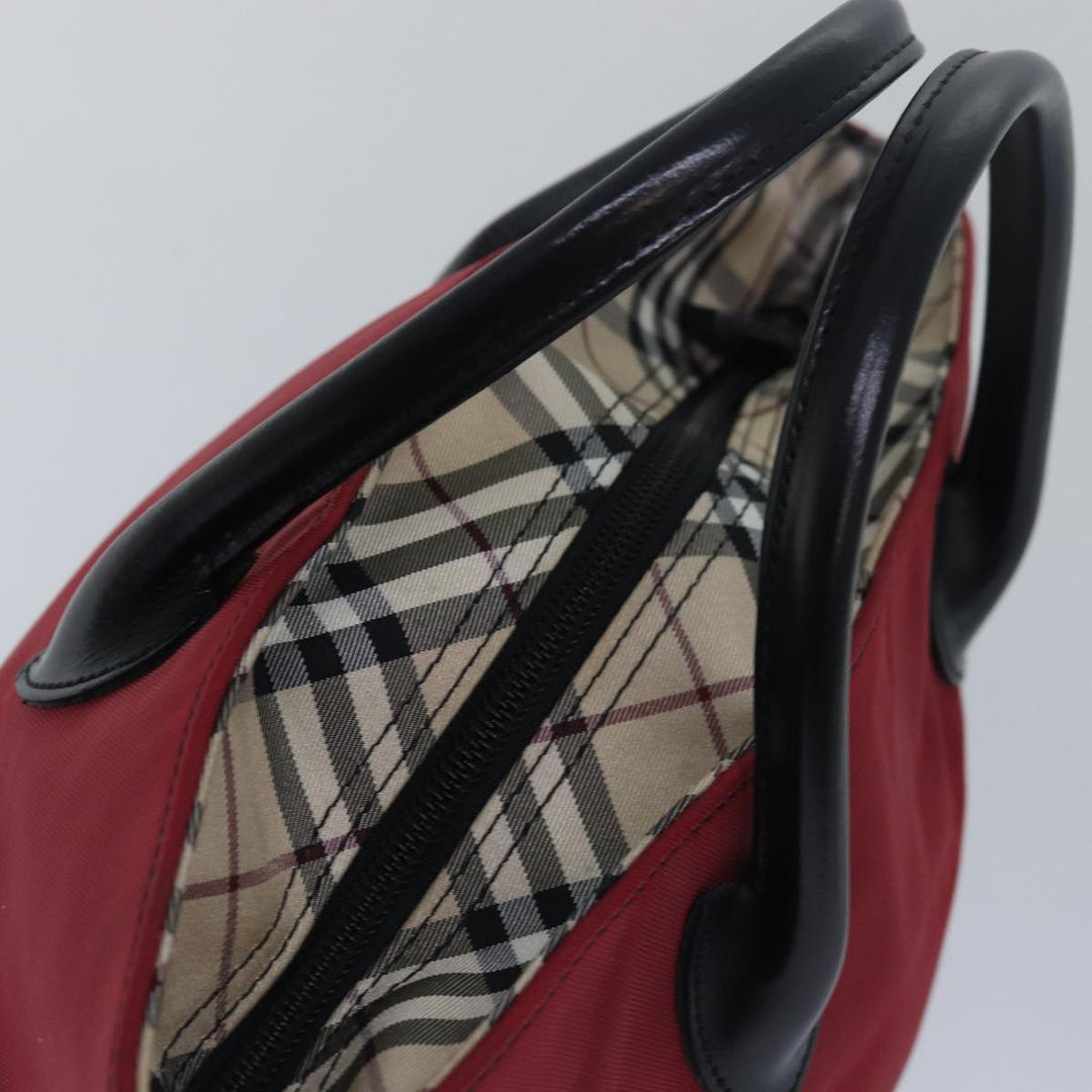 Burberry Nova Check Blue Label Hand Bag Nylon Beige Red Auth mr331