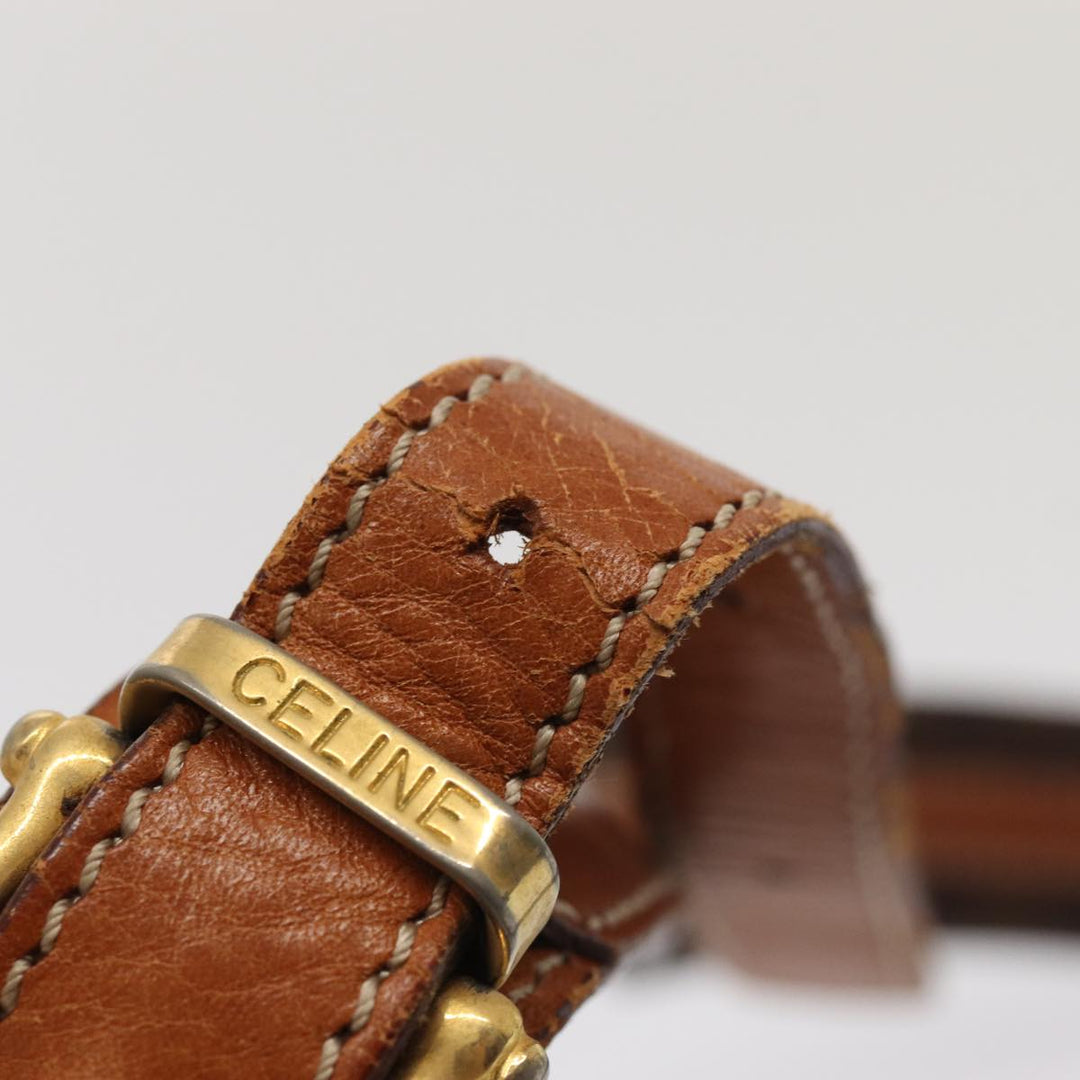 Celine Macadam Canvas Shoulder Bag PVC Leather Brown Auth mr339