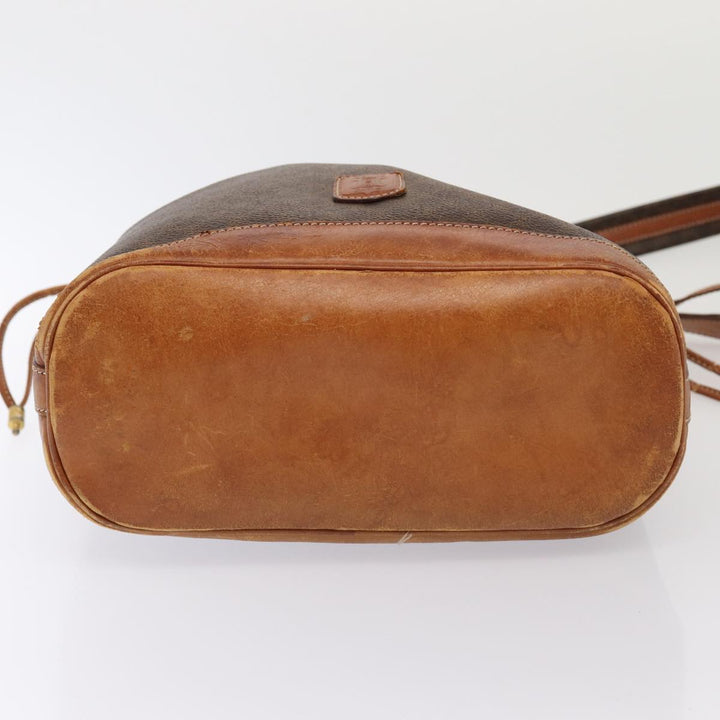 Celine Macadam Canvas Shoulder Bag PVC Leather Brown Auth mr339