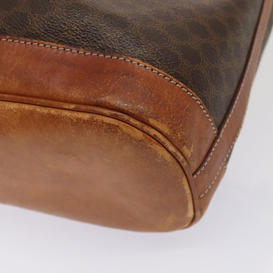 Celine Macadam Canvas Shoulder Bag PVC Leather Brown Auth mr339