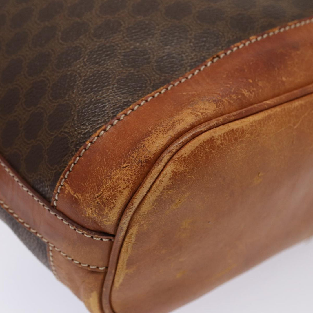 Celine Macadam Canvas Shoulder Bag PVC Leather Brown Auth mr339