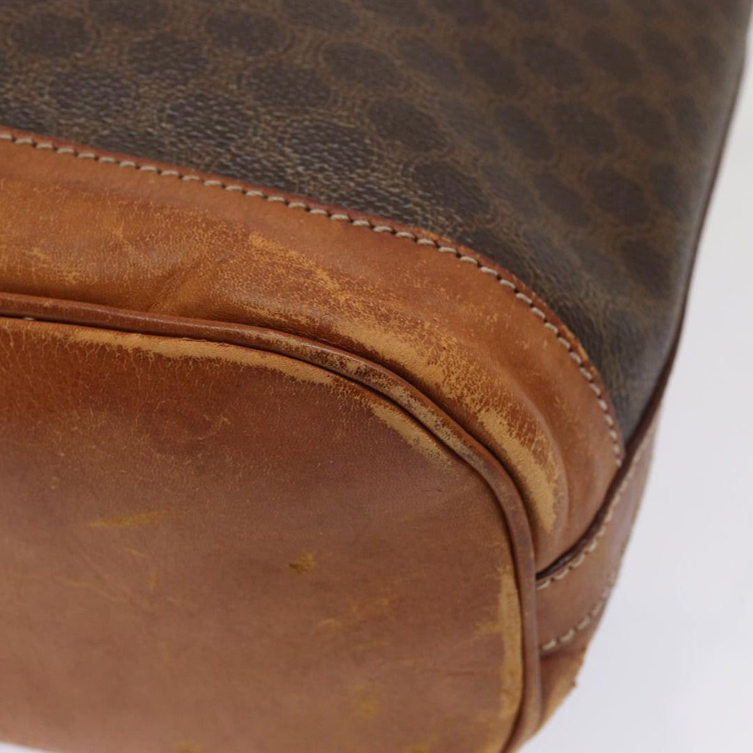 Celine Macadam Canvas Shoulder Bag PVC Leather Brown Auth mr339