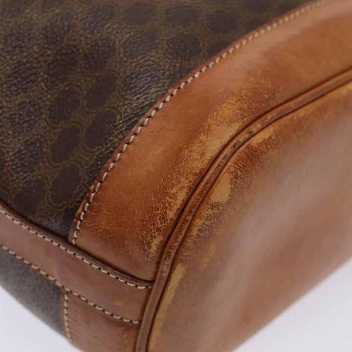 Celine Macadam Canvas Shoulder Bag PVC Leather Brown Auth mr339