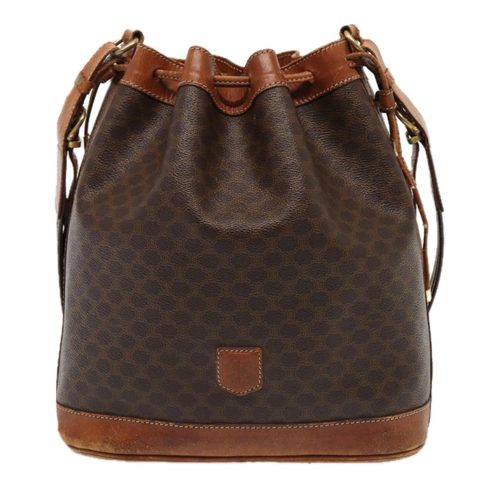 Celine Macadam Canvas Shoulder Bag PVC Leather Brown Auth mr339
