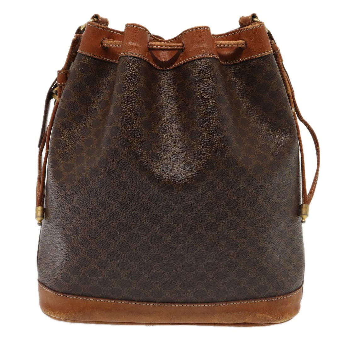 Celine Macadam Canvas Shoulder Bag PVC Leather Brown Auth mr339