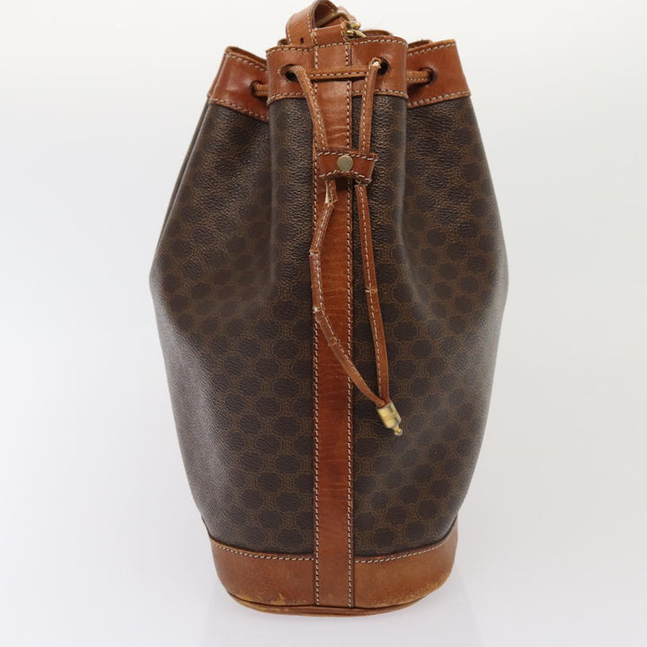 Celine Macadam Canvas Shoulder Bag PVC Leather Brown Auth mr339