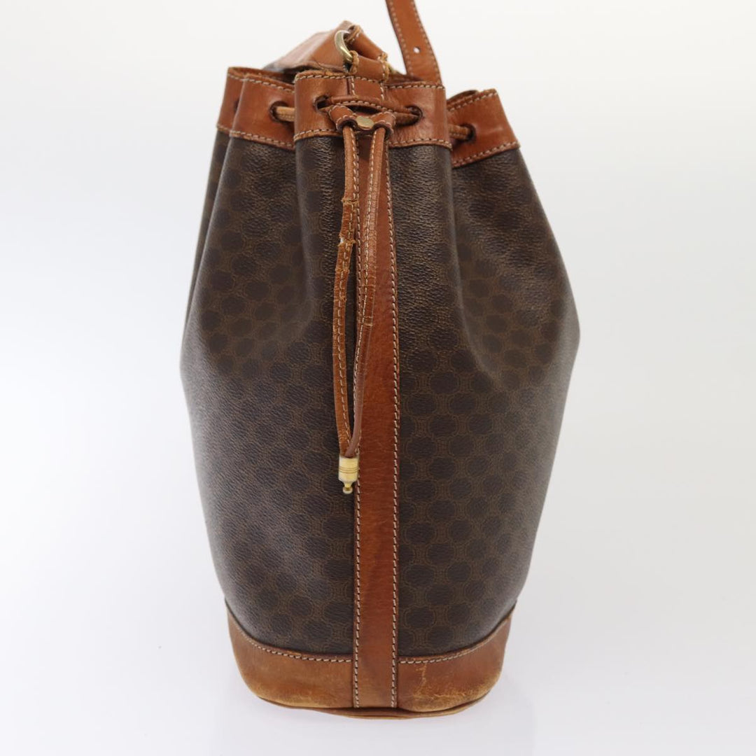 Celine Macadam Canvas Shoulder Bag PVC Leather Brown Auth mr339