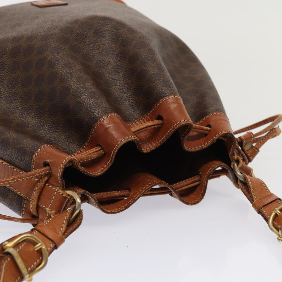 Celine Macadam Canvas Shoulder Bag PVC Leather Brown Auth mr339