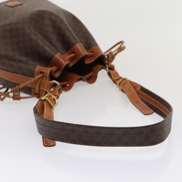 Celine Macadam Canvas Shoulder Bag PVC Leather Brown Auth mr339