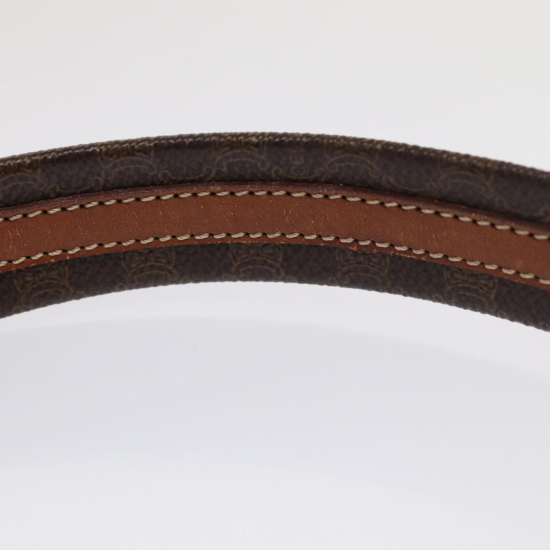Celine Macadam Canvas Shoulder Bag PVC Leather Brown Auth mr339
