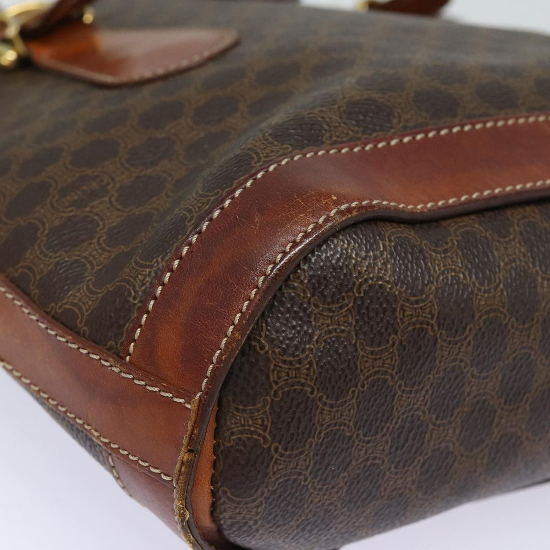 Celine Macadam Canvas Tote Bag PVC Leather Brown Auth mr371