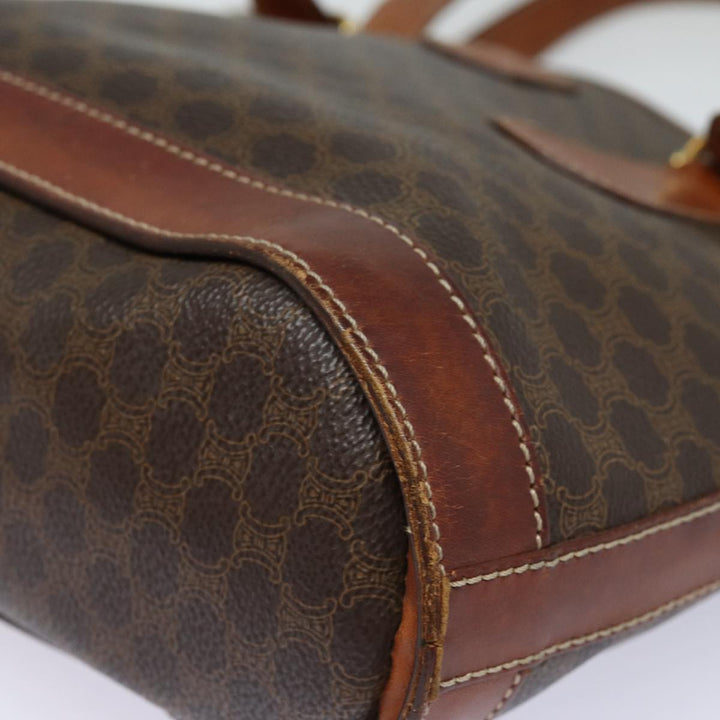 Celine Macadam Canvas Tote Bag PVC Leather Brown Auth mr371