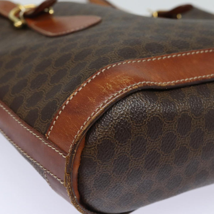 Celine Macadam Canvas Tote Bag PVC Leather Brown Auth mr371