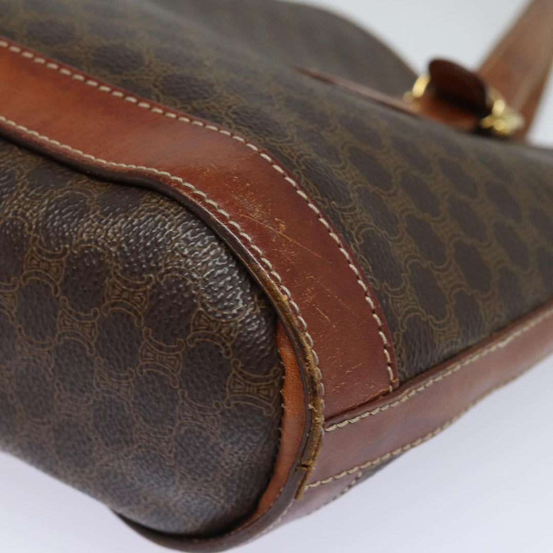 Celine Macadam Canvas Tote Bag PVC Leather Brown Auth mr371