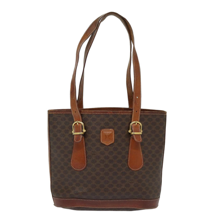 Celine Macadam Canvas Tote Bag PVC Leather Brown Auth mr371