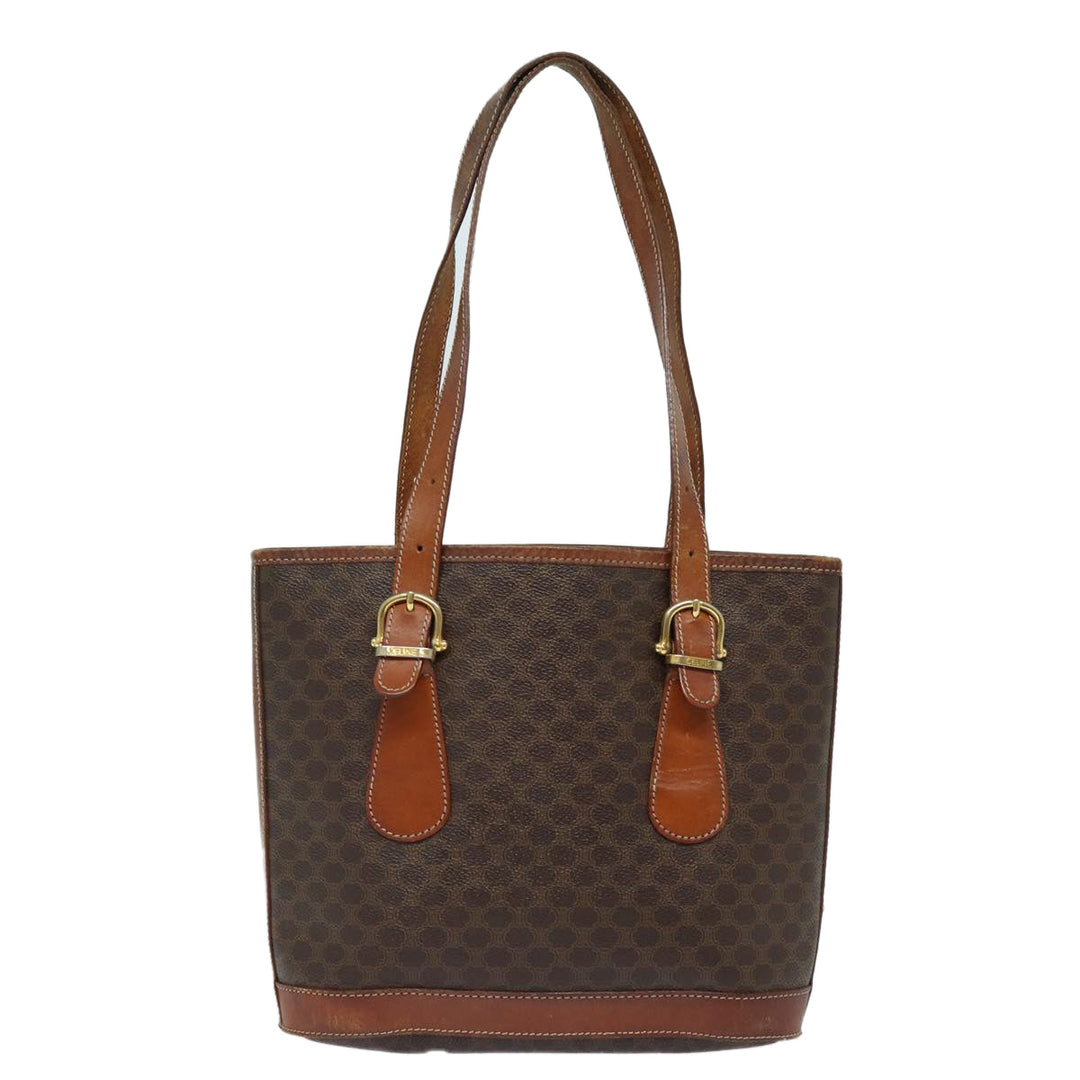 Celine Macadam Canvas Tote Bag PVC Leather Brown Auth mr371