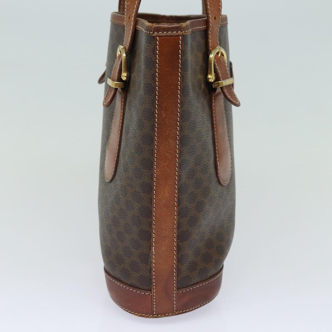 Celine Macadam Canvas Tote Bag PVC Leather Brown Auth mr371