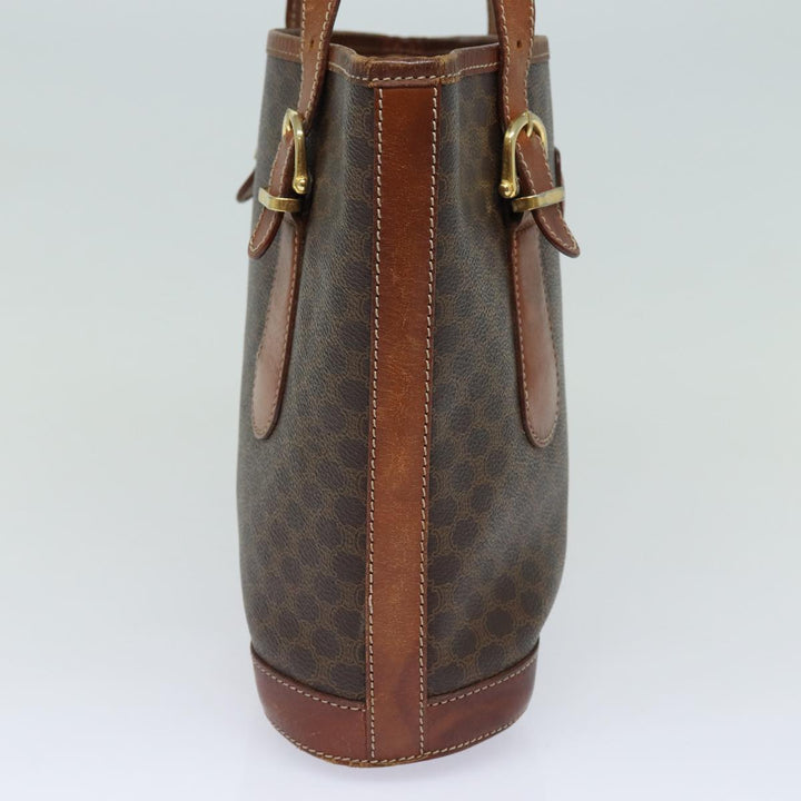 Celine Macadam Canvas Tote Bag PVC Leather Brown Auth mr371