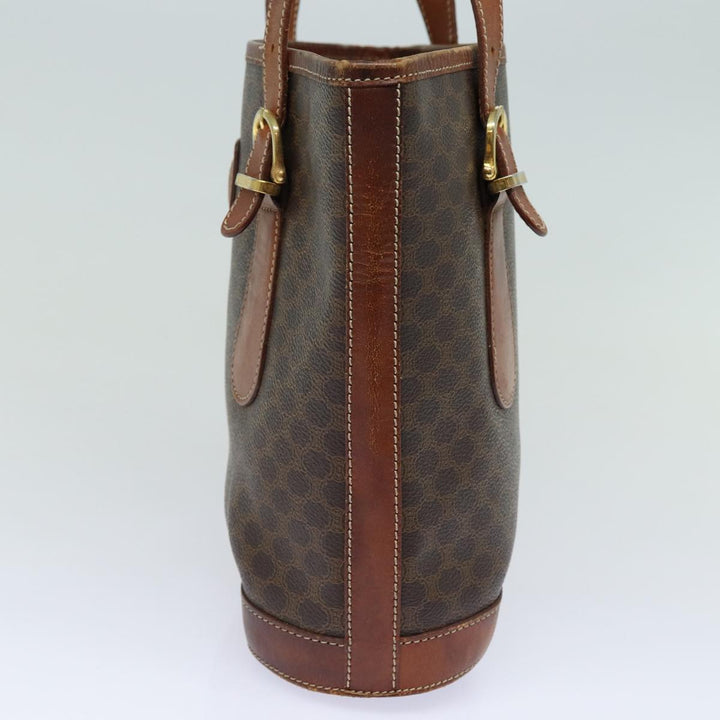 Celine Macadam Canvas Tote Bag PVC Leather Brown Auth mr371