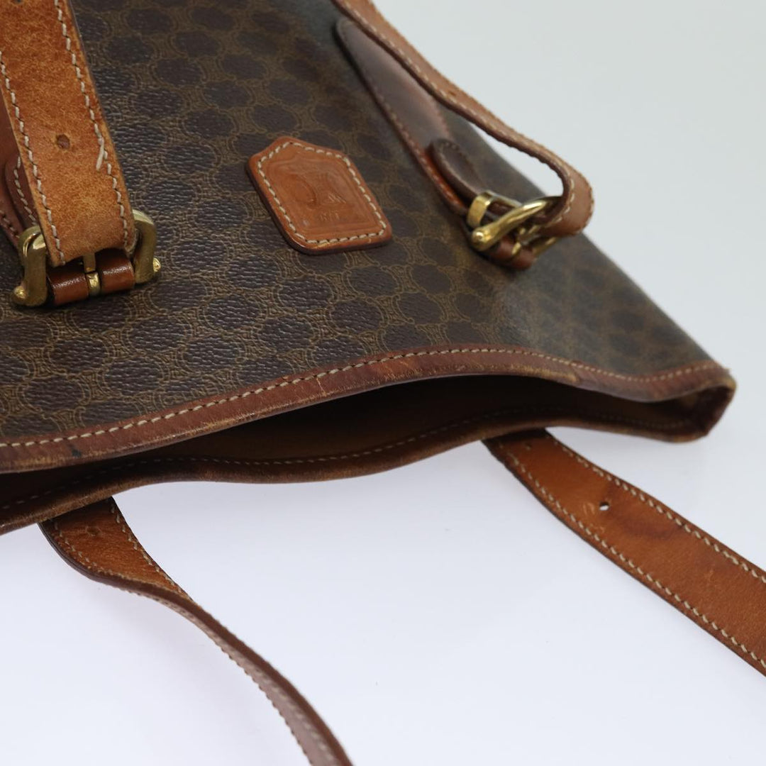 Celine Macadam Canvas Tote Bag PVC Leather Brown Auth mr371