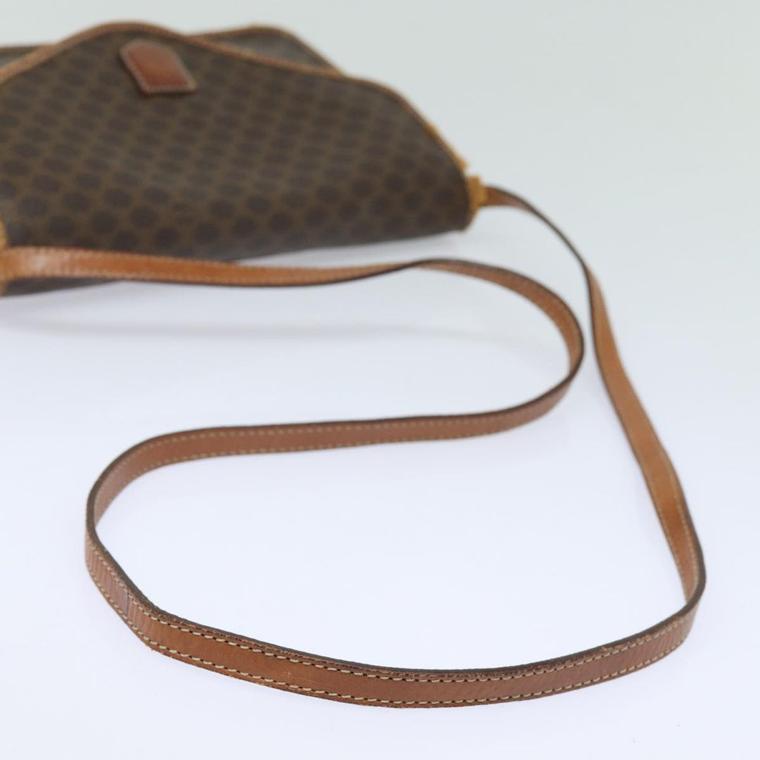 Celine Macadam Canvas Shoulder Bag PVC Leather Brown Auth mr393