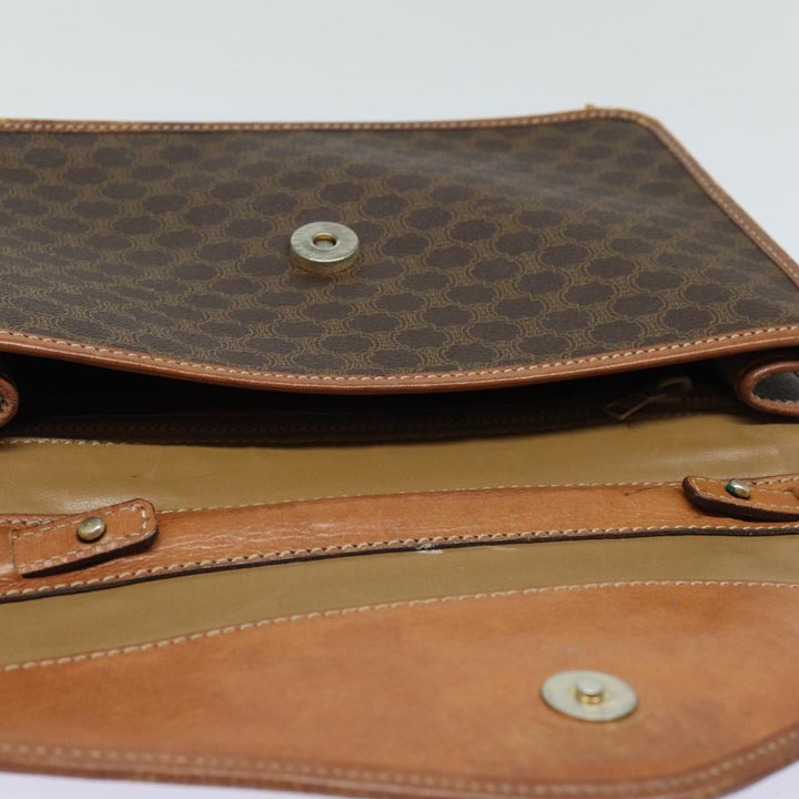 Celine Macadam Canvas Shoulder Bag PVC Leather Brown Auth mr393