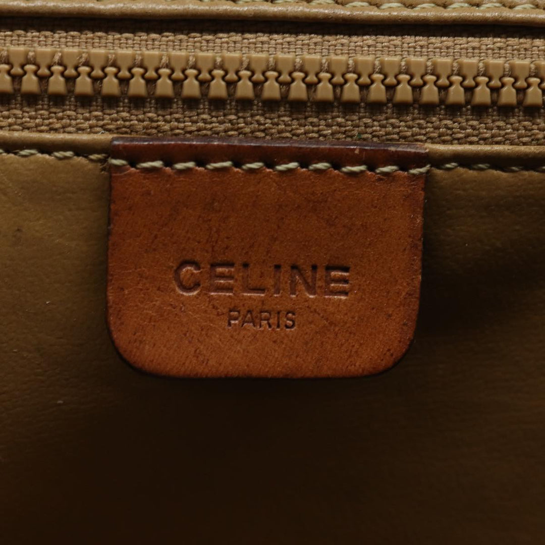 Celine Macadam Canvas Shoulder Bag PVC Leather Brown Auth mr393