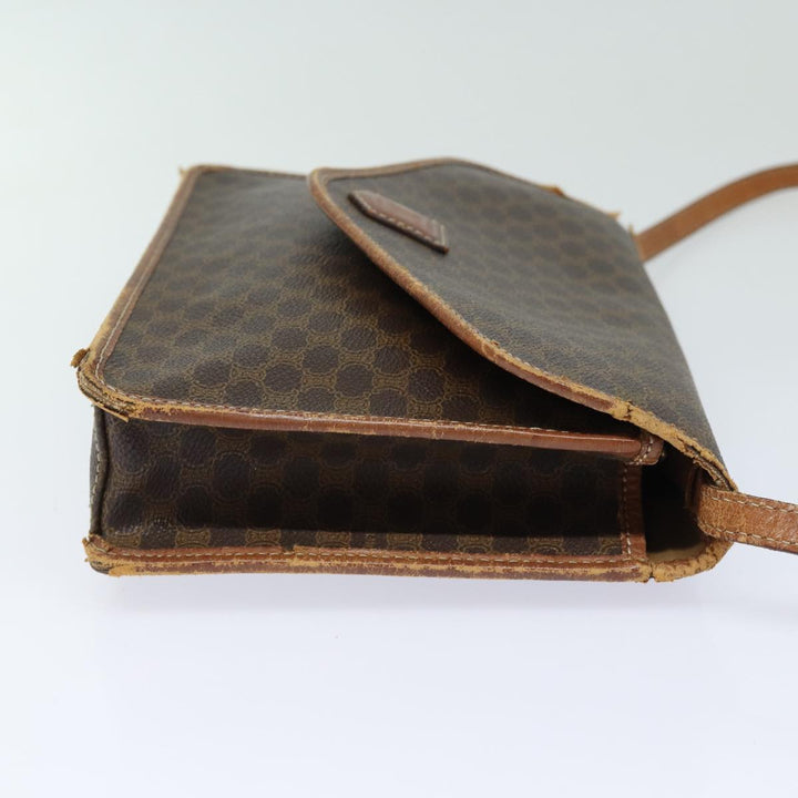 Celine Macadam Canvas Shoulder Bag PVC Leather Brown Auth mr393