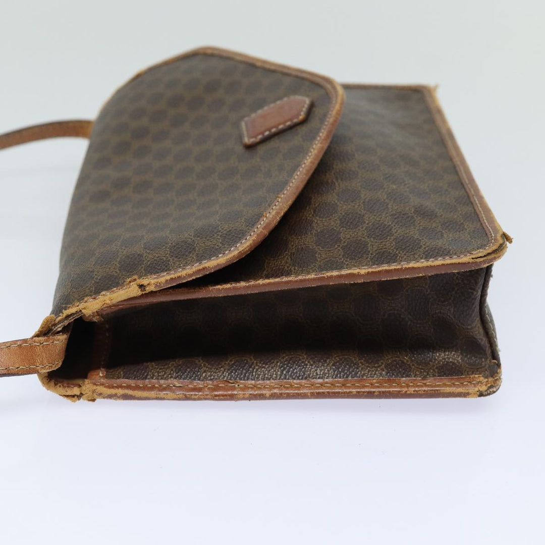 Celine Macadam Canvas Shoulder Bag PVC Leather Brown Auth mr393