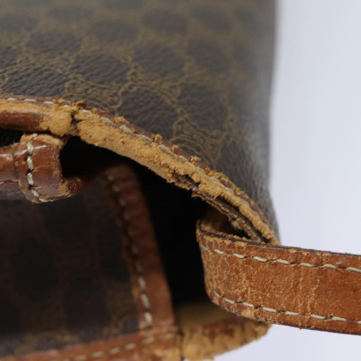 Celine Macadam Canvas Shoulder Bag PVC Leather Brown Auth mr393