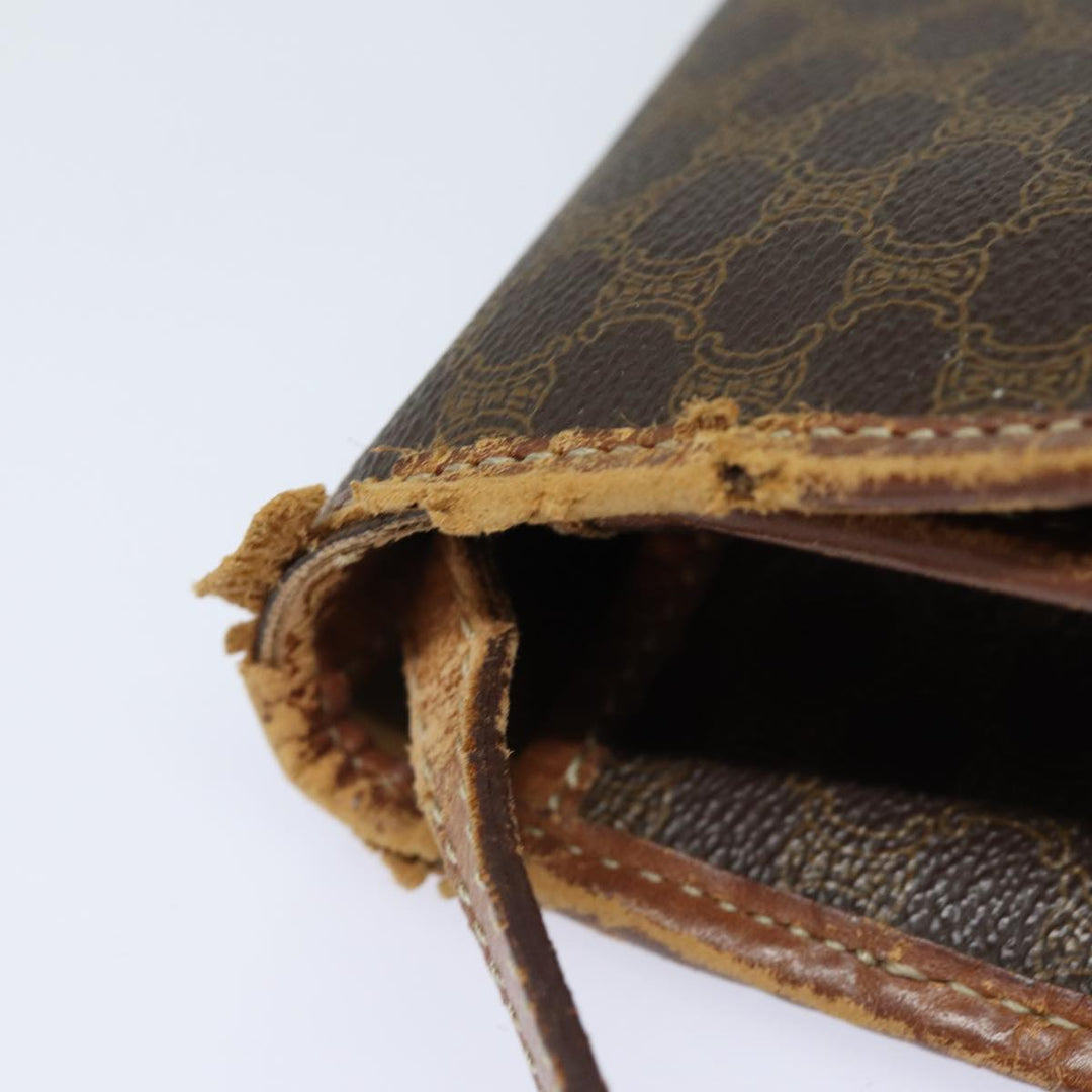 Top Quality Celine Macadam Canvas Shoulder Bag PVC Leather Brown Auth mr393