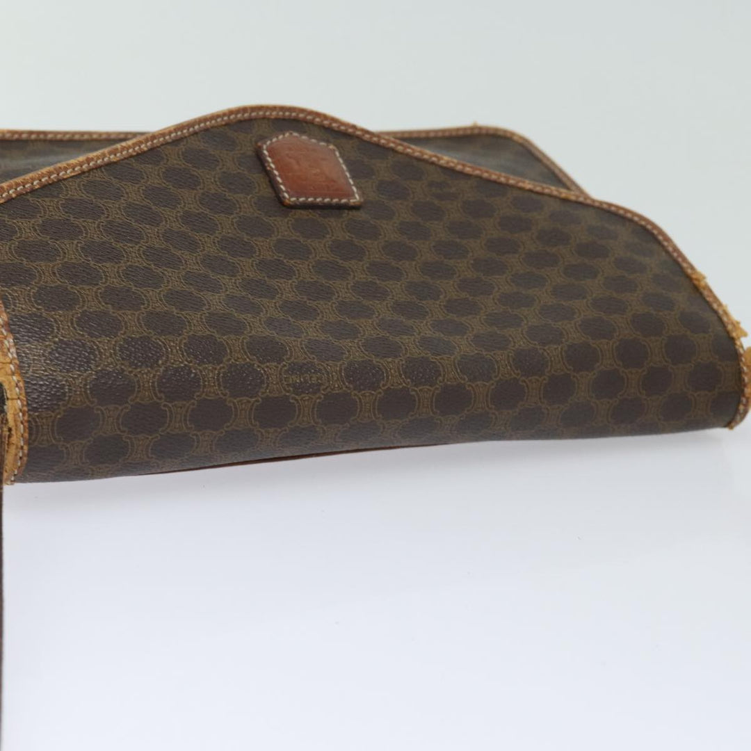 Celine Macadam Canvas Shoulder Bag PVC Leather Brown Auth mr393