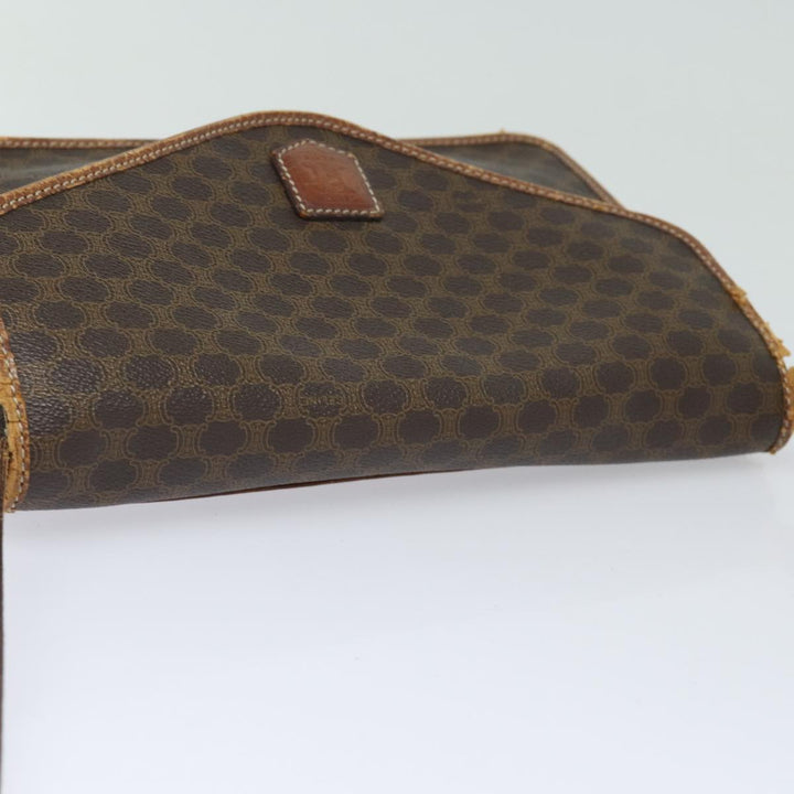 Celine Macadam Canvas Shoulder Bag PVC Leather Brown Auth mr393