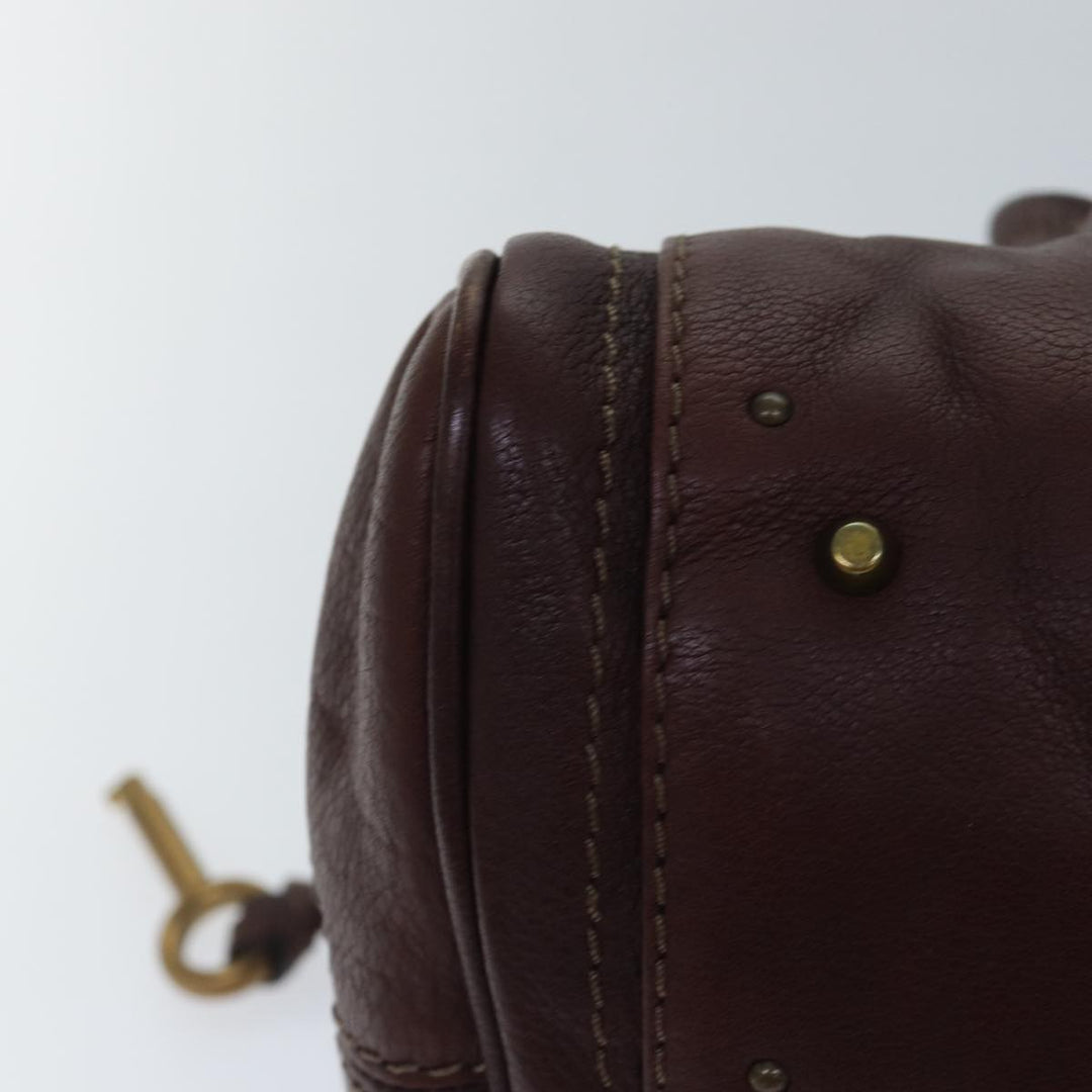 Chloe Paddington Hand Bag Leather Brown Gold Silver mr401