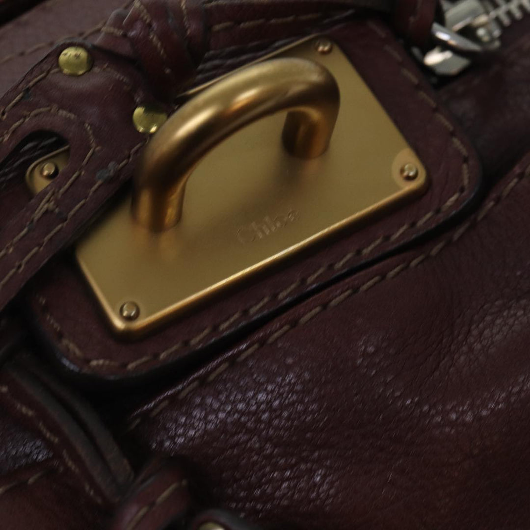 Chloe Paddington Hand Bag Leather Brown Gold Silver mr401