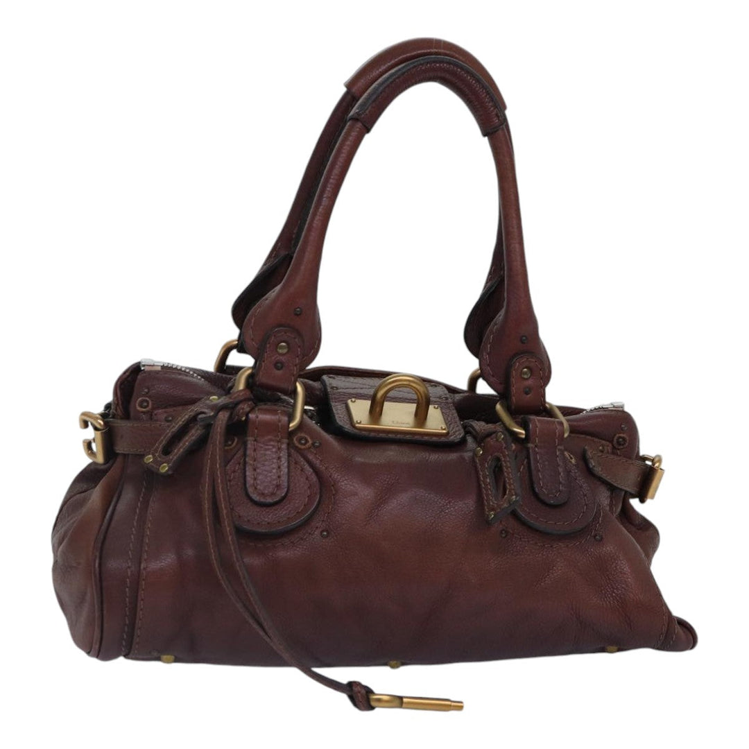 Chloe Paddington Hand Bag Leather Brown Gold Silver mr401