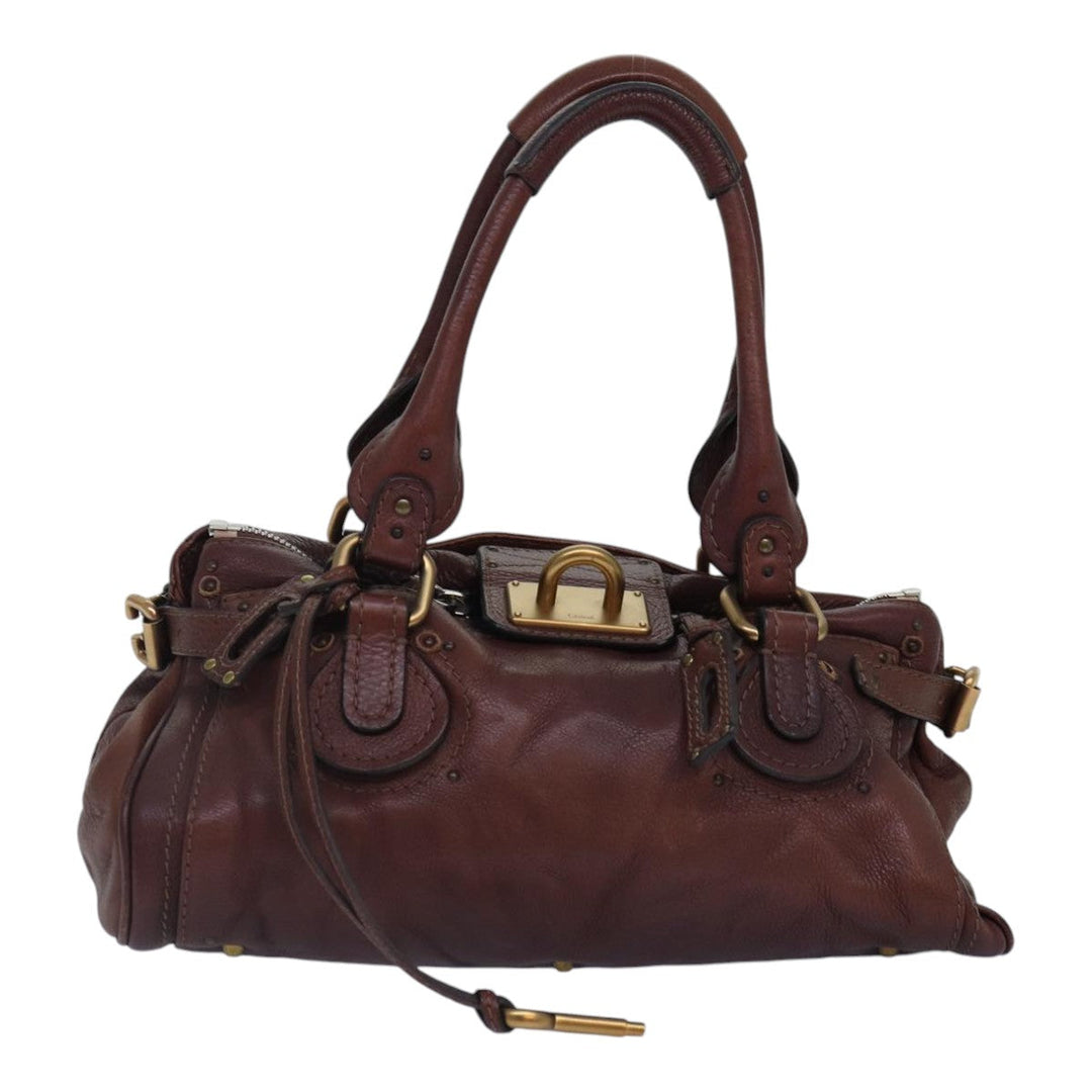 Chloe Paddington Hand Bag Leather Brown Gold Silver mr401