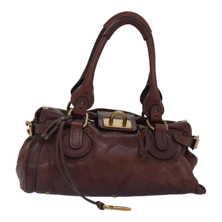 Chloe Paddington Hand Bag Leather Brown Gold Silver mr401