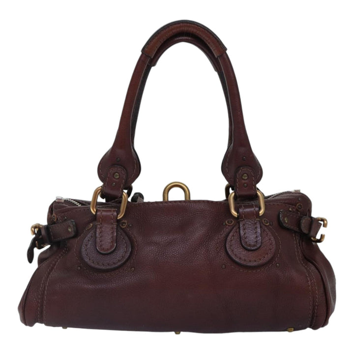 Chloe Paddington Hand Bag Leather Brown Gold Silver mr401